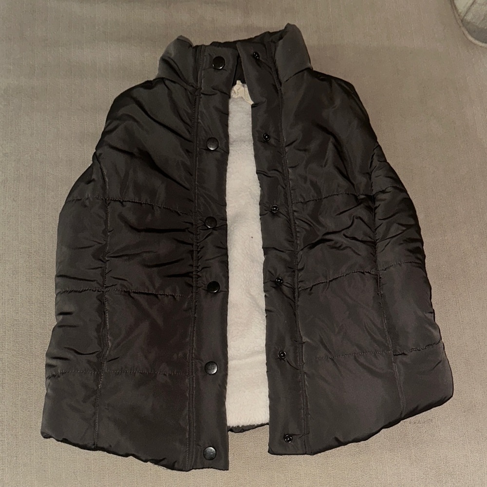 Gray Puffer Vest with Cream Lining